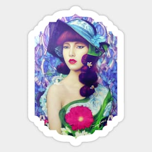 Abstract Beautiful Art Deco Style Woman Portrait Sticker